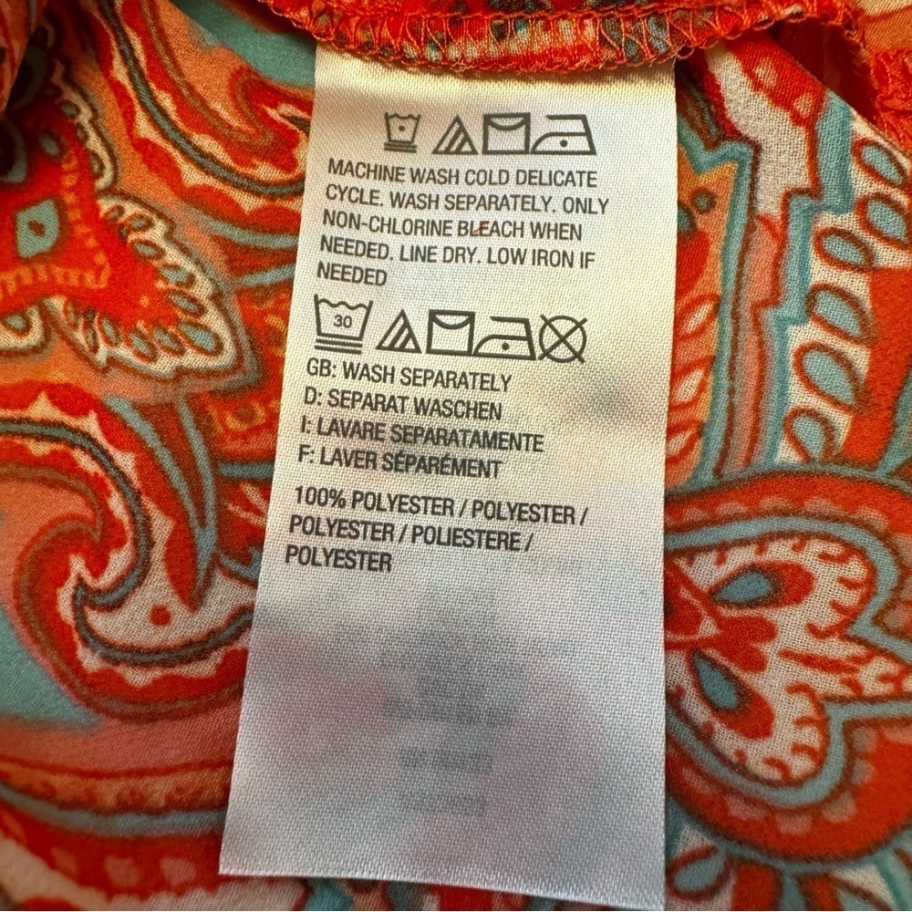 Belle by Kim Gravel Size XXS Paisley Print Bell Sleeve Blouse Top Side Slit NEW - Picture 6 of 15